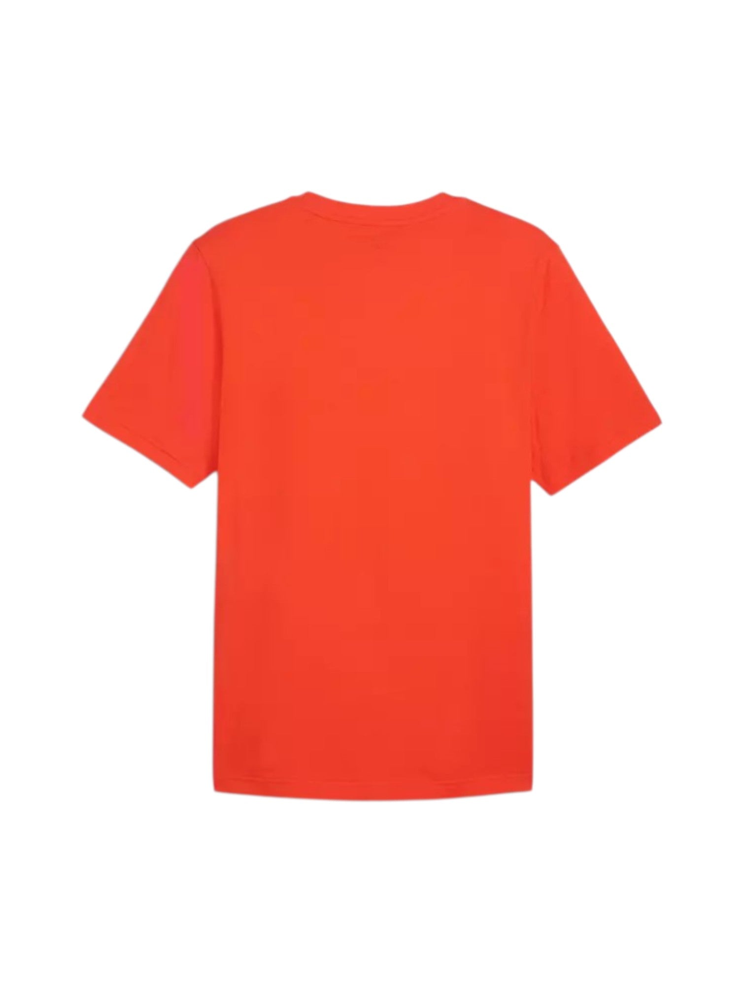 Back view of an orange t-shirt on a white background. Puma, Monza Outlet, Monza Fashion, Shein Outlet