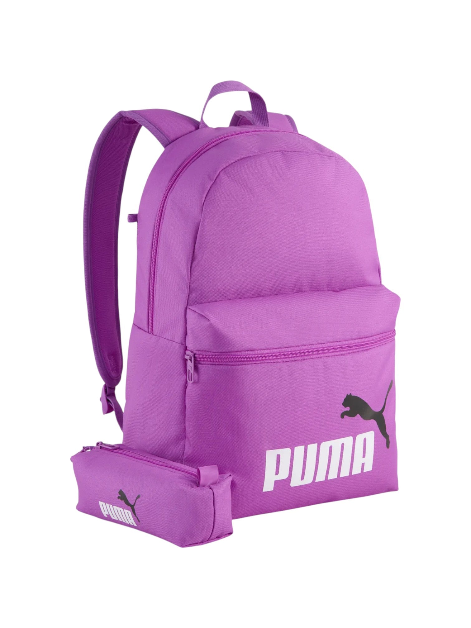 Purple Puma backpack with logo on a white background. Puma, Monza Outlet, Monza Fashion, Shein Outlet