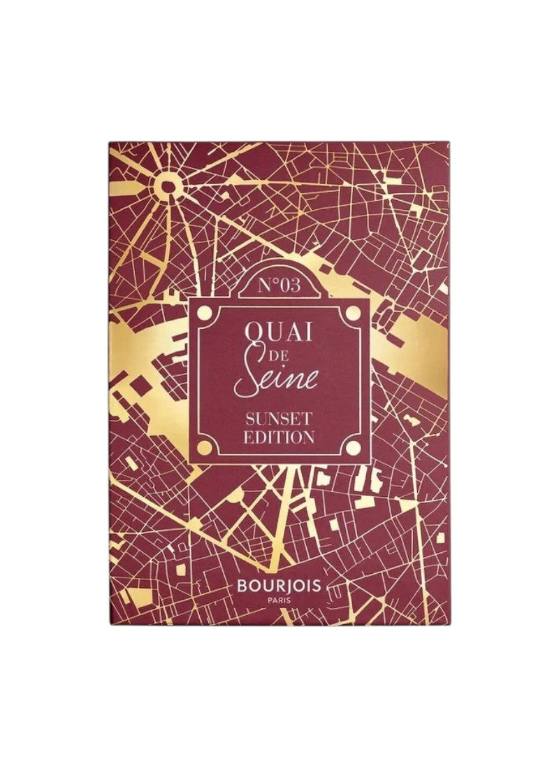 Bourjois makeup product packaging with map design and Quai de Seine text on a white background Monza Outlet