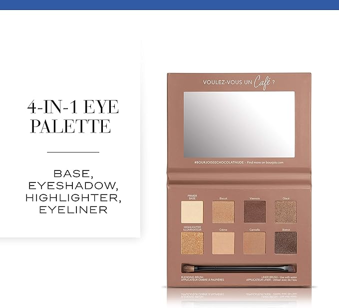 4-in-1 eye palette with shades and a brush on a white background Monza outlet, monza fashion, shein outlet, shien outlet