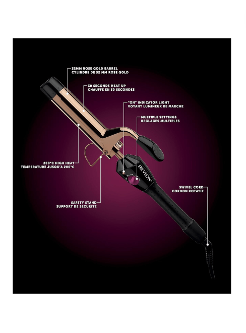 Hair curling iron with features highlighted on a dark background Revlon Monza Outlet, Monza Fashion, Shein Outlet
