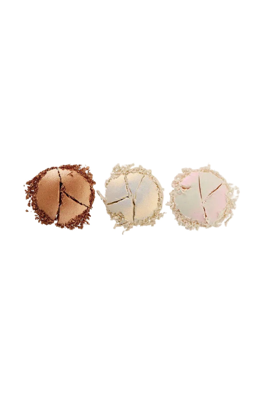 Three makeup products with textured surfaces on a light background Monza Outlet