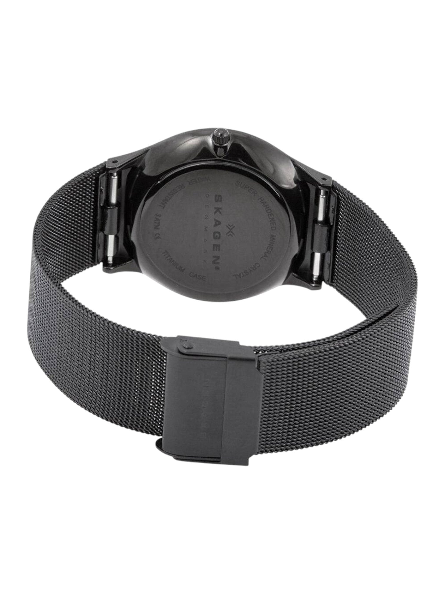 Black watch with mesh strap on a white background Monza Outlet