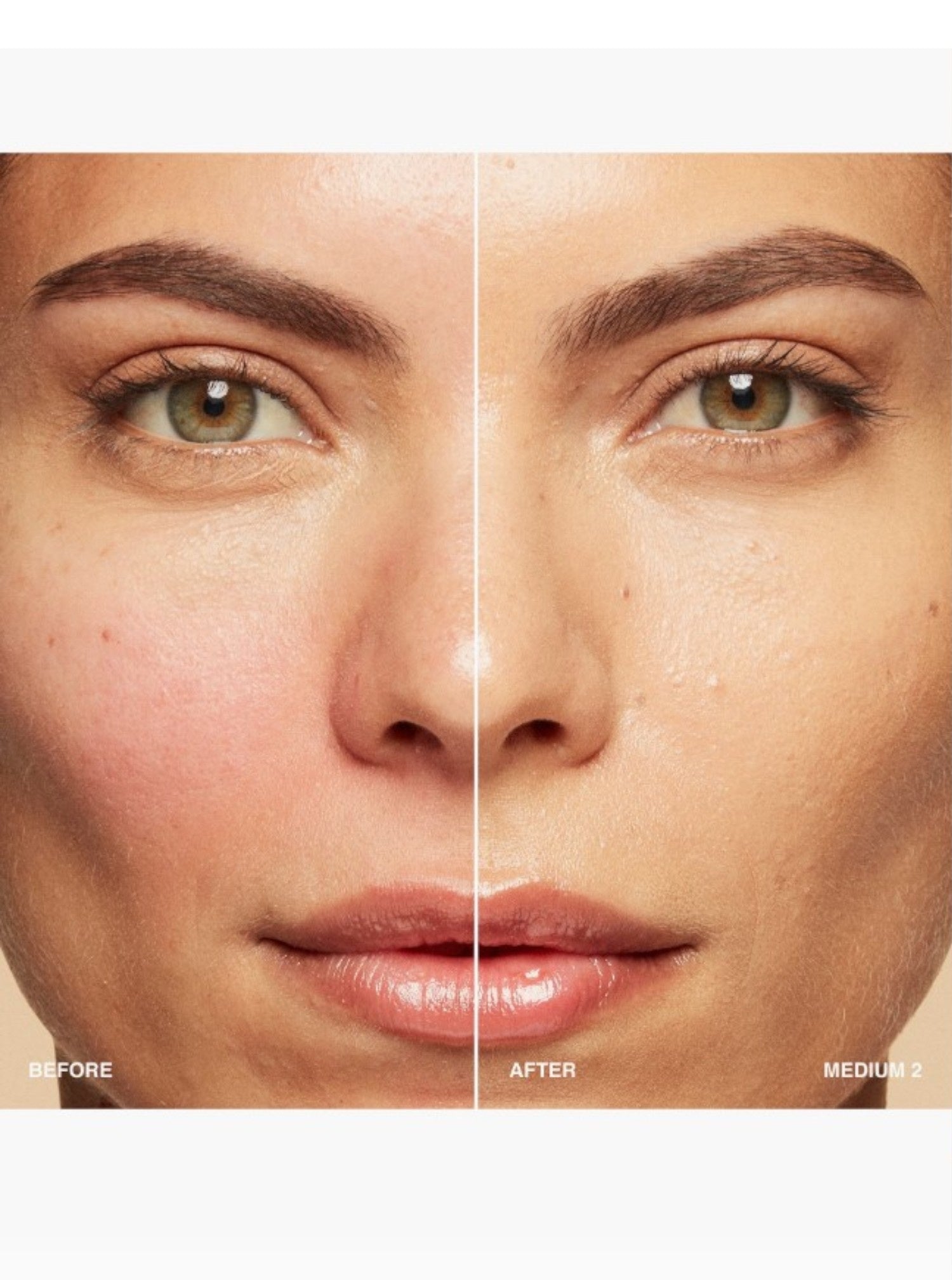 Before and after comparison of a womans face with skin treatment effects. Bobbi Brown, Monza Outlet, Monza Fashion, Shein Outlet