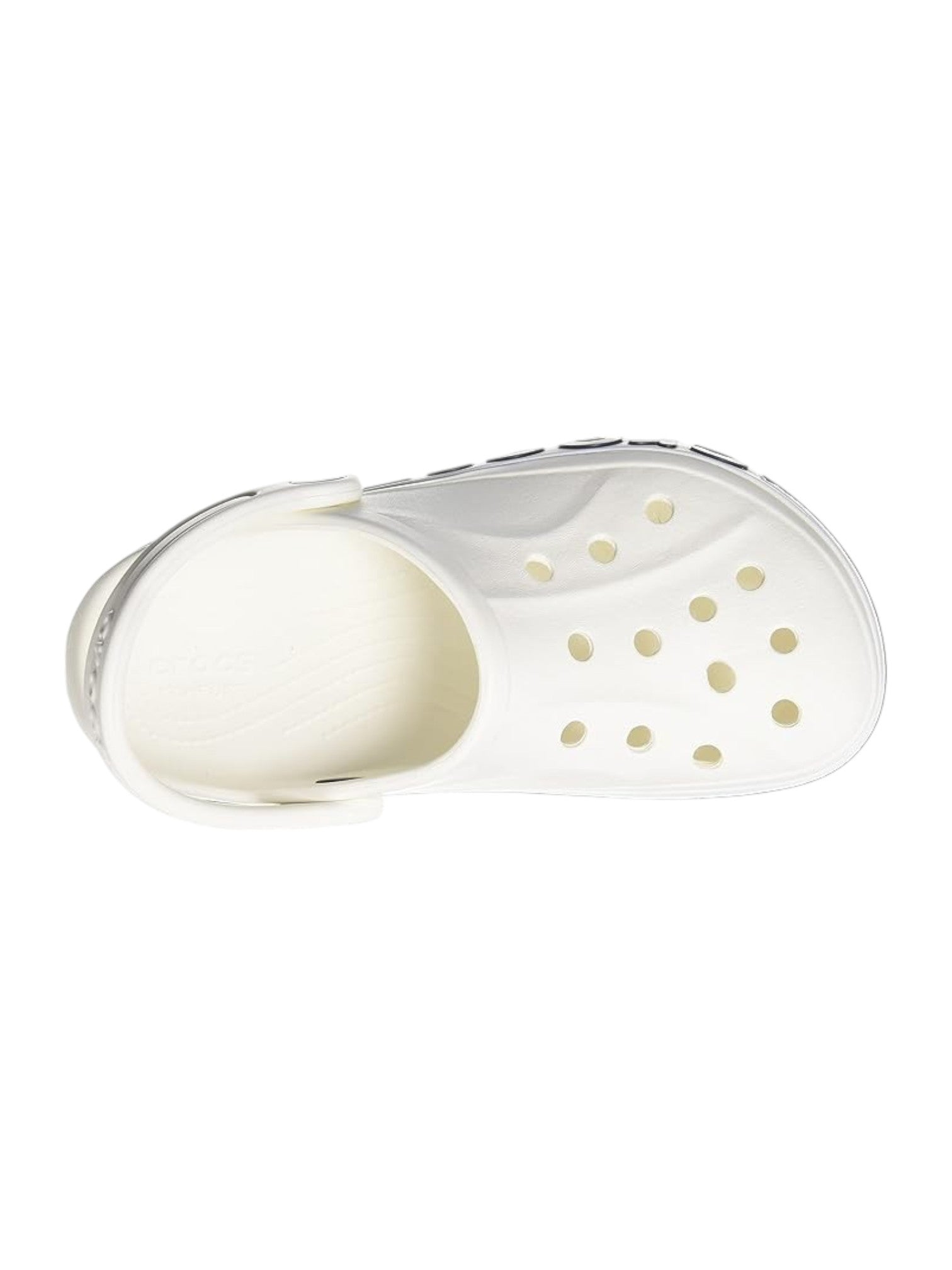 White sandal with gold polka dots on a white background. Crocs, Monza Outlet, Monza Fashion, Shein Outlet