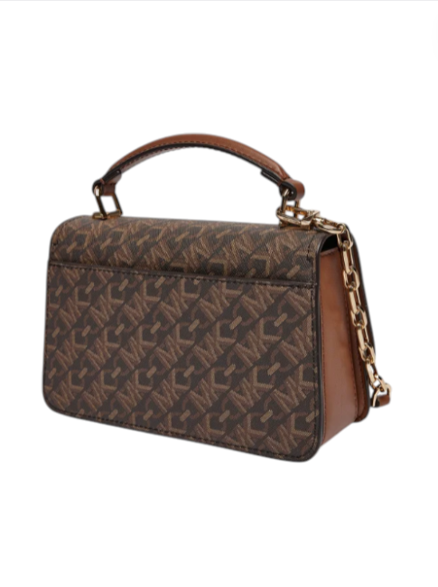 Brown handbag with a gold chain on a white background monza outlet, Shein outlet, monza fashion