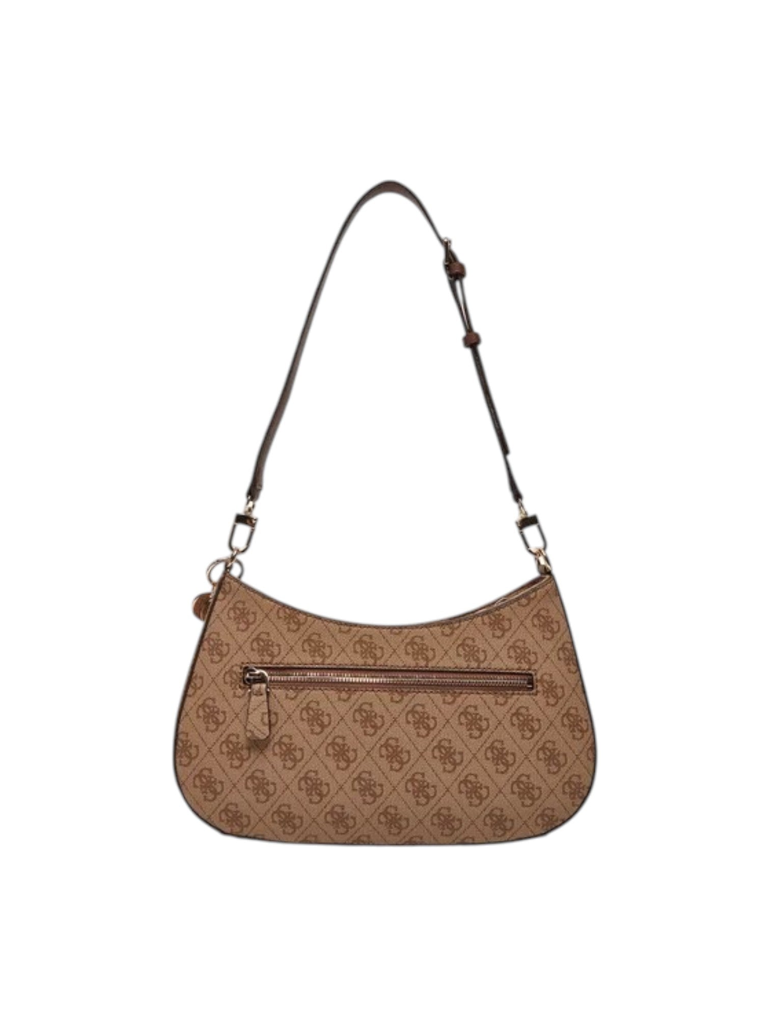 Brown handbag with a pattern on a white background. Guess, Monza Outlet, Monza Fashion, Shein Outlet