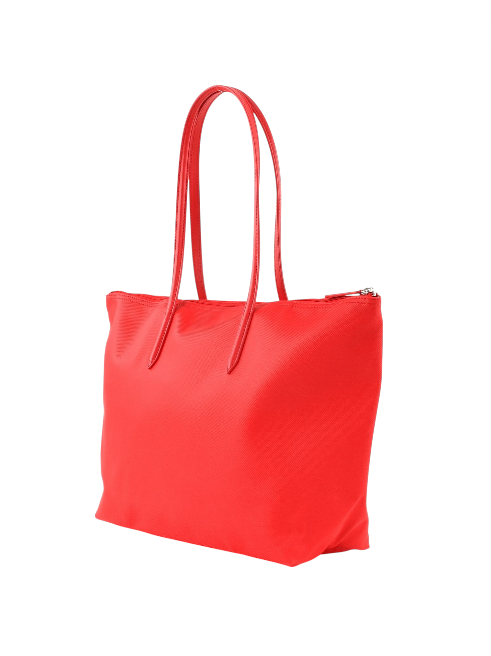 Red tote bag on a white background Lacoste Monza Outlet, Monza Fashion, Shein Outlet
