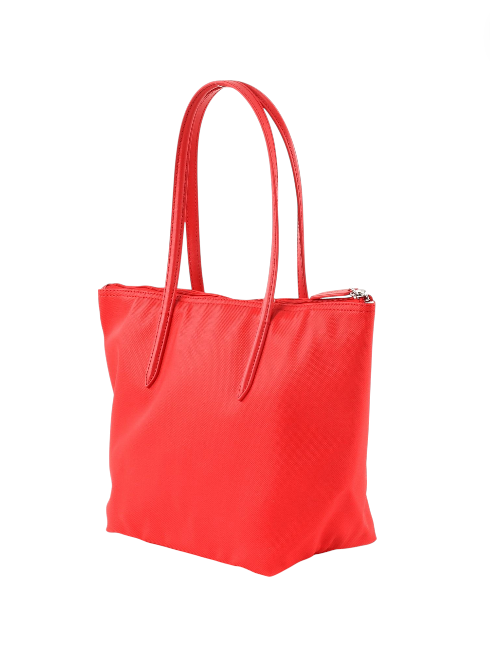 Red tote bag on a white background Lacoste Monza Outlet, Monza Fashion, Shein Outlet
