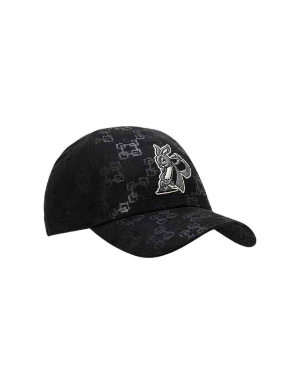 Black cap with pattern and logo on a white background monza outlet, Shein outlet, monza fashion