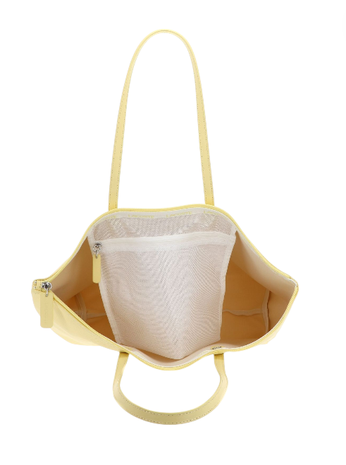 Yellow bag with a textured white interior on a white background Lacoste Monza Outlet, Monza Fashion, Shein Outlet