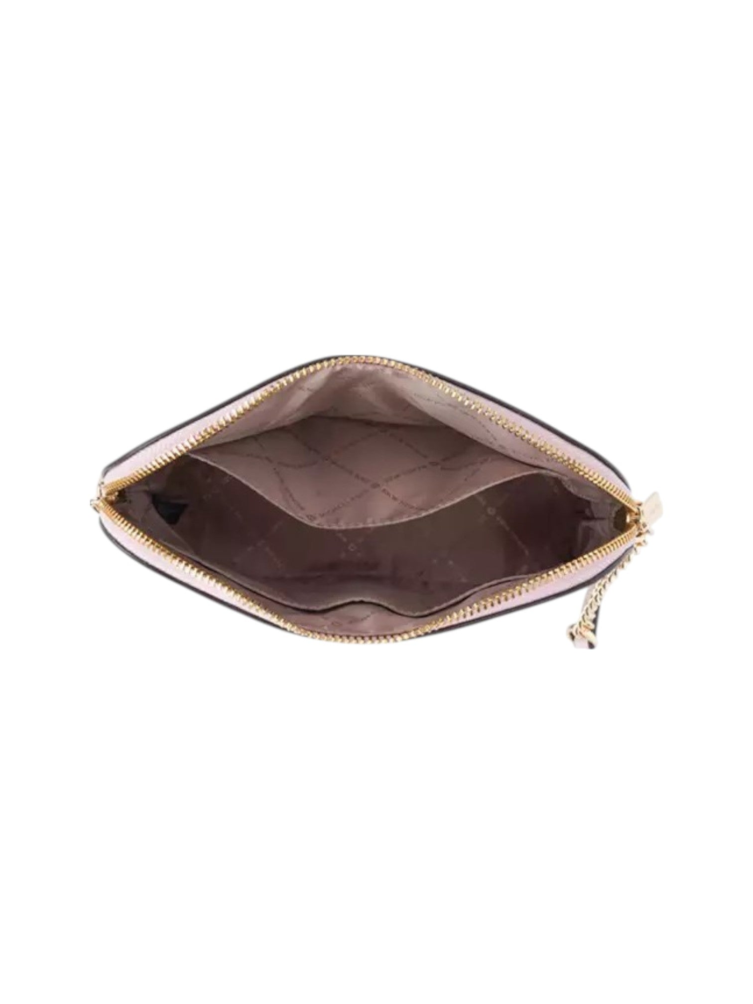 Open clutch bag with gold zipper on a white background Michael Kors Monza Outlet