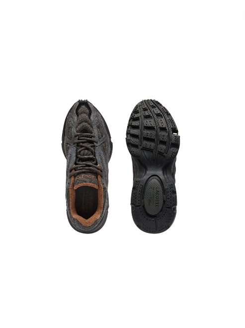 Black hiking boots with brown interior on a white background Lacoste, Monza Outlet, Monza Fashion, Shein Outlet