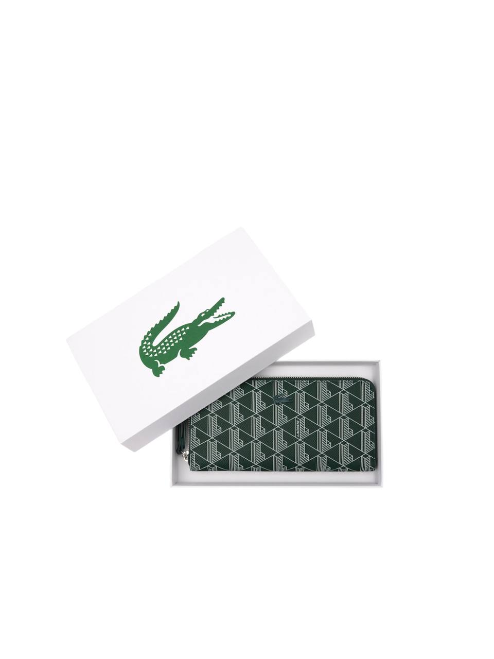 Lacoste Monogram Print Zip Wallet