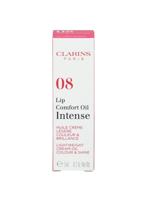 Clarins lip comfort oil packaging on a white background monza outlet, Shein outlet, monza fashion