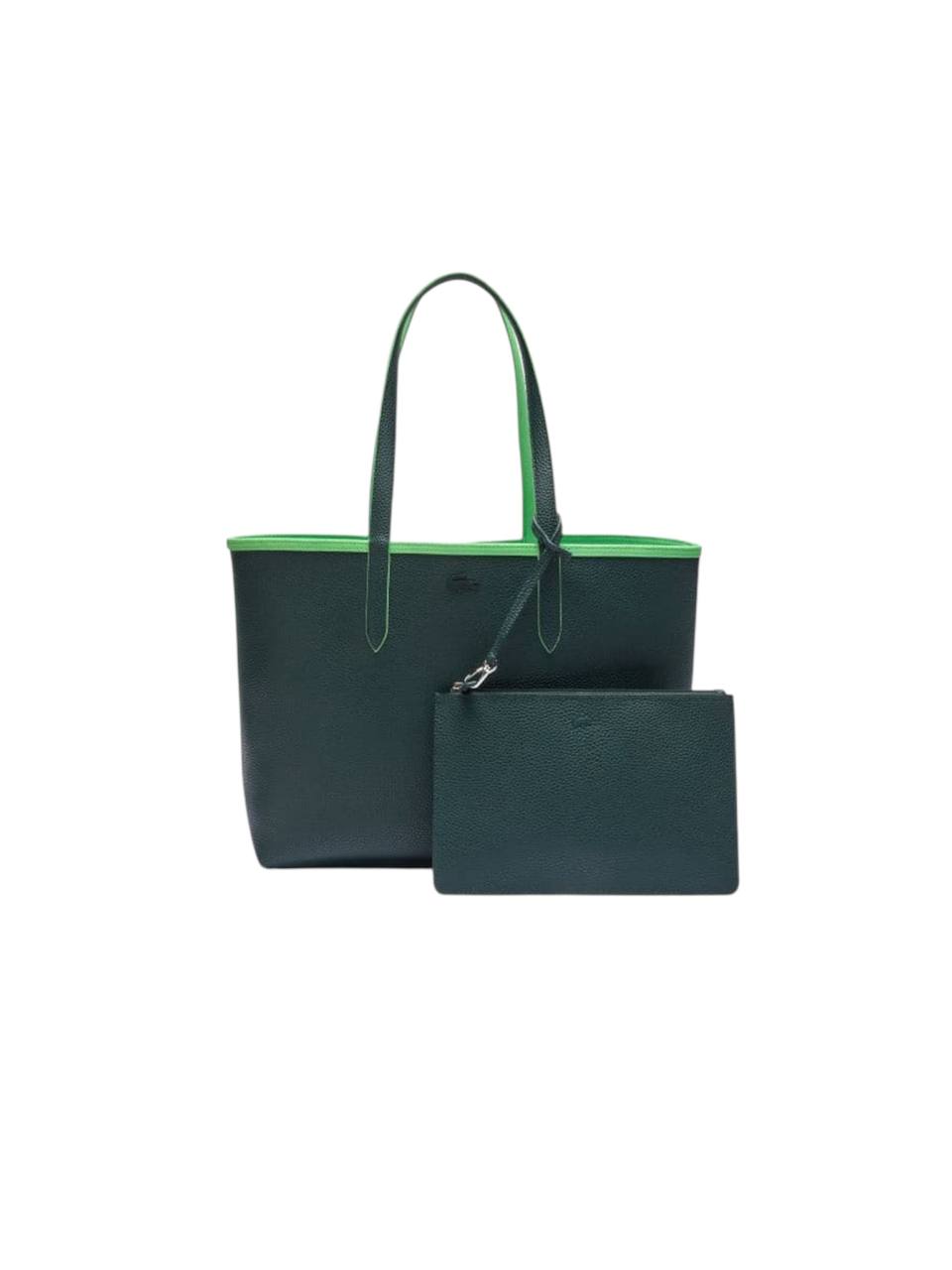 Green handbag with matching pouch on a white background Lacoste Monza Outlet, Monza Fashion, Shein Outlet