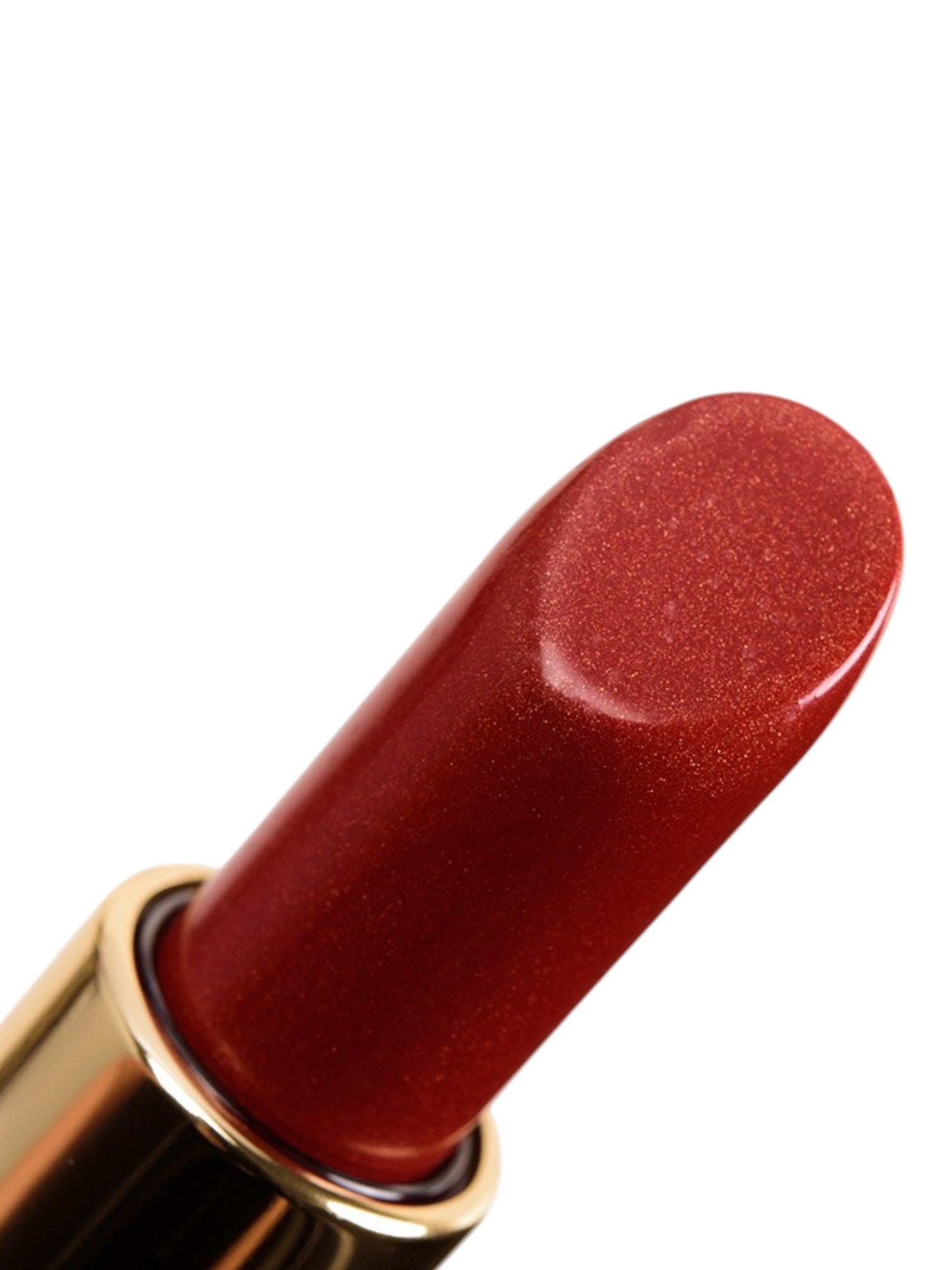 Close-up of a red lipstick with gold cap on a white background Monza fashion outlet, monza outlet, shein outlet, shien outlet cosmetics, makeup, perfume