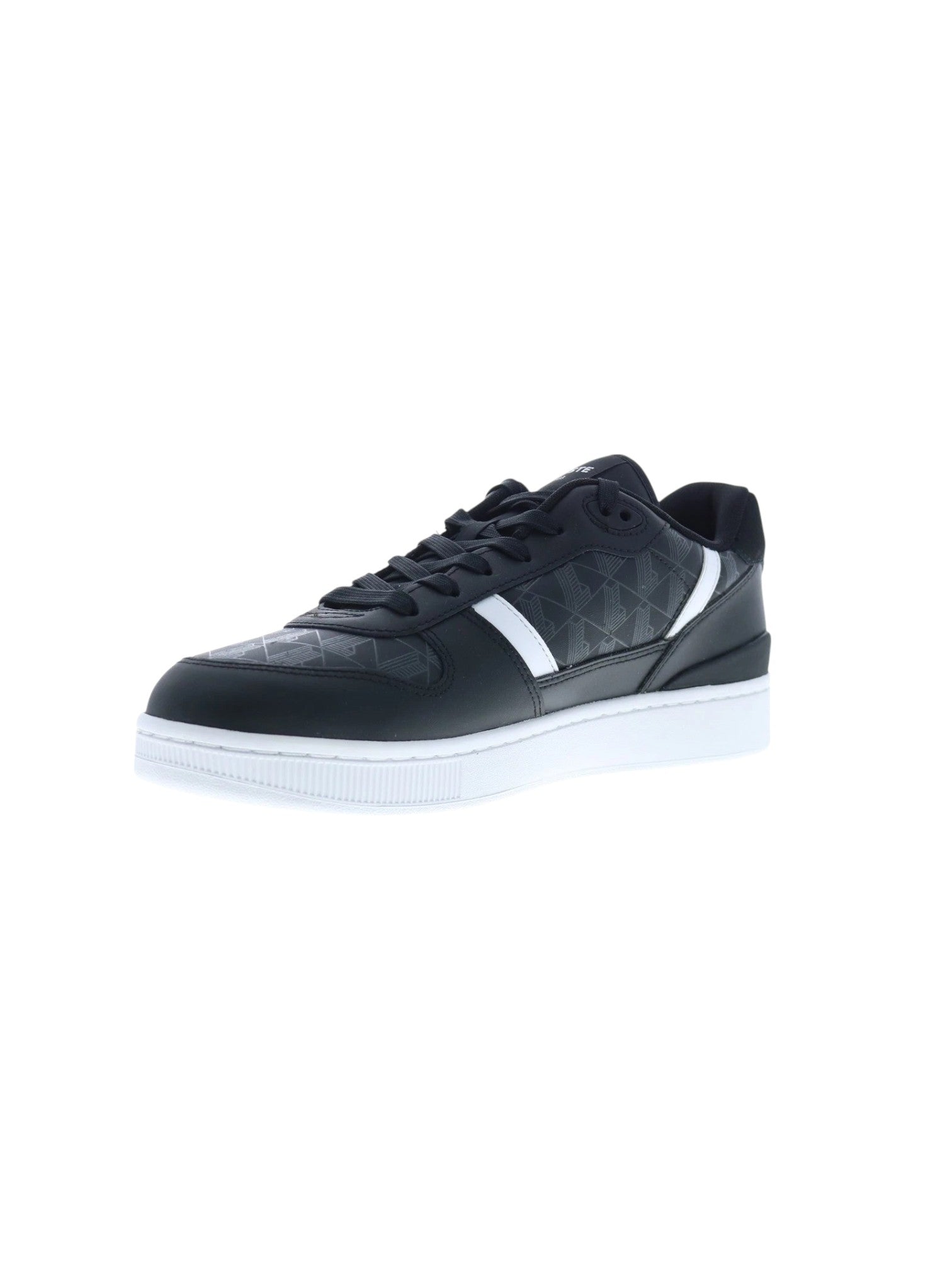 Black sneaker with white sole on a white background Lacoste Monza Outlet