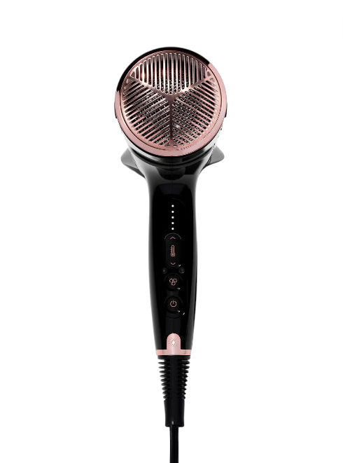 Black and rose gold hair dryer on a white background T3 Monza Outlet