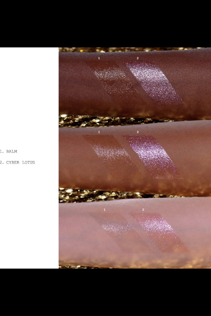 Lipstick swatches on a white background with gold glitter. Monza Outlet