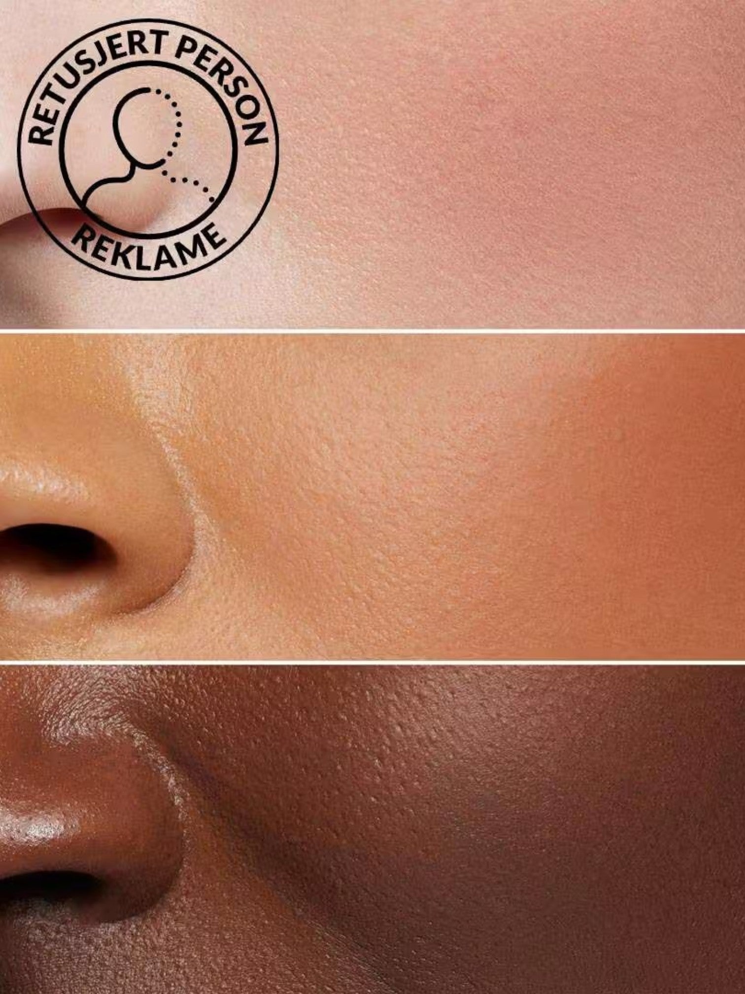 Close-up of skin with a Retusjert Person Reklame logo overlayed. Bobbi Brown, Monza Outlet, Monza Fashion, Shein Outlet