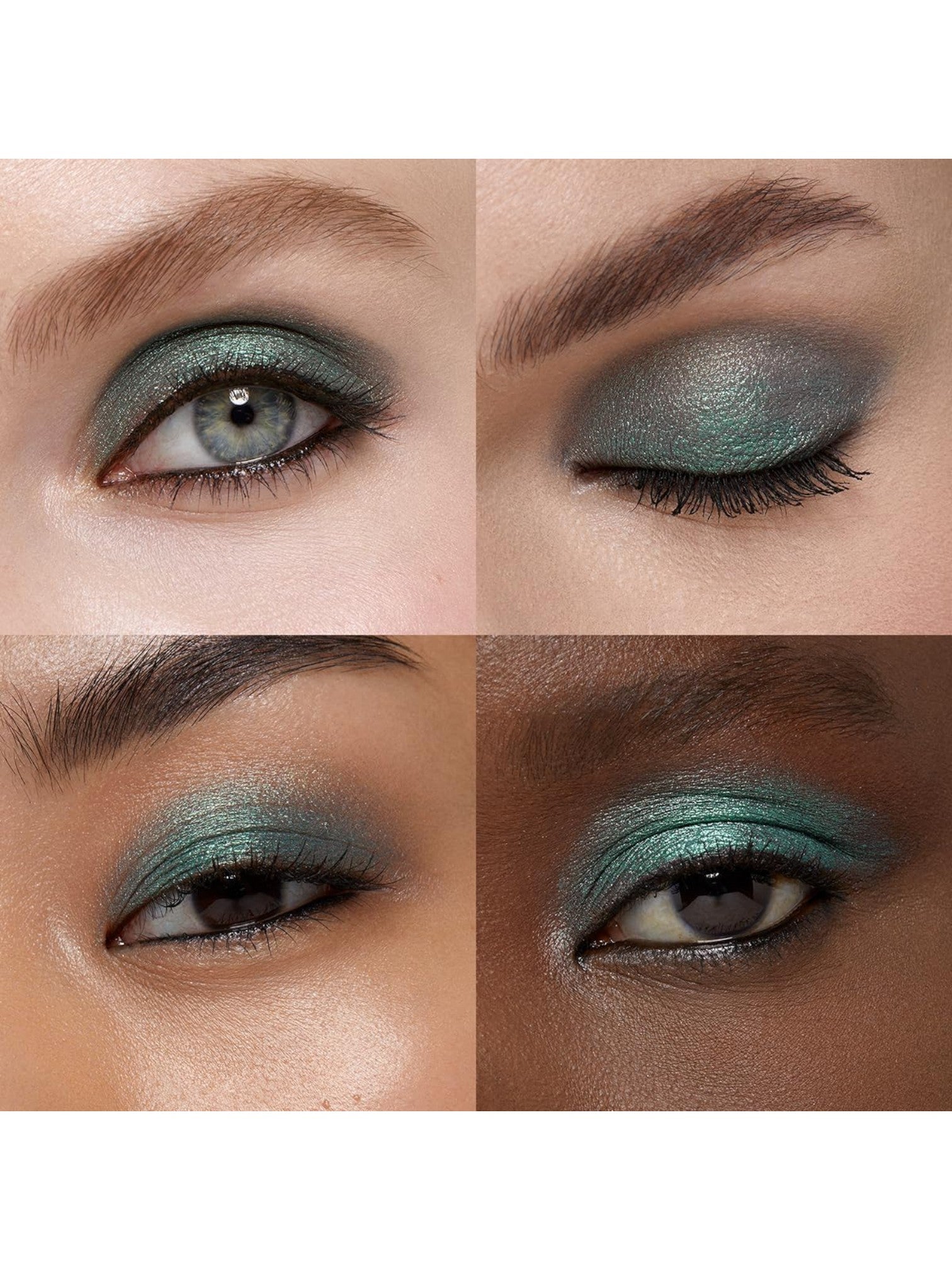 Close-up of eyes with teal eyeshadow on a white background. Kiko Milano, Monza Outlet, Monza Fashion, Shein Outlet