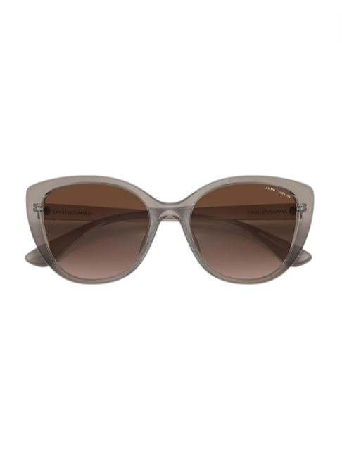 Sunglasses with a clear frame and brown gradient lenses on a white background Monza Outlet
