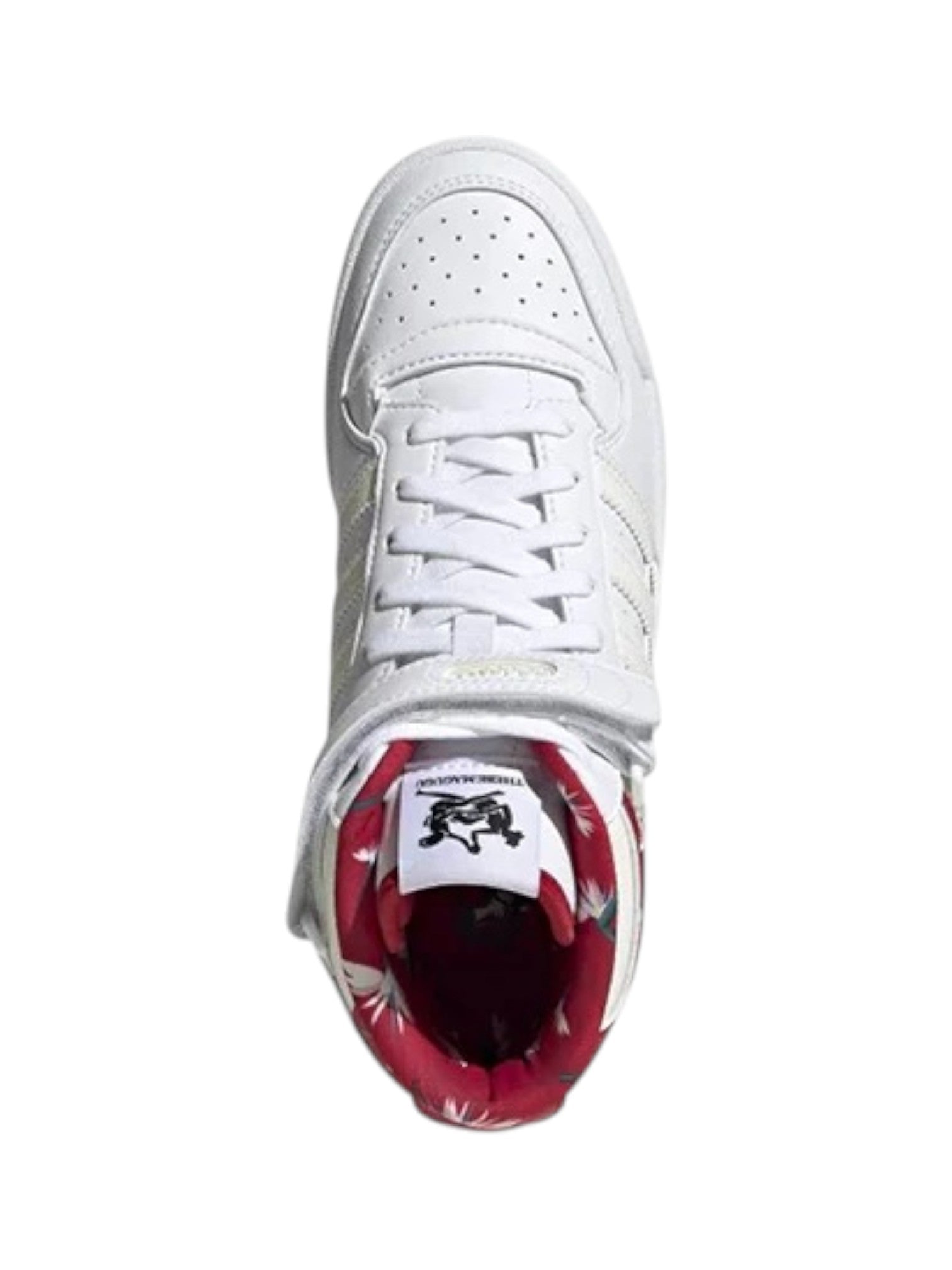 White sneaker with red sole on a white background. Adidas, Monza Outlet, Monza Fashion, Shein Outlet