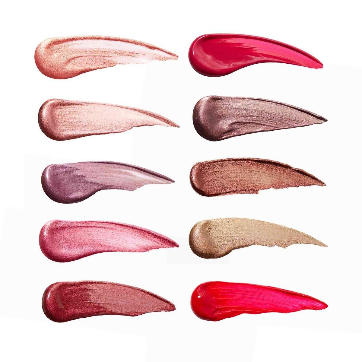 Collection of lip color swatches on a white background Monza fashion outlet, monza outlet, shein outlet, shien outlet cosmetics, makeup, perfume