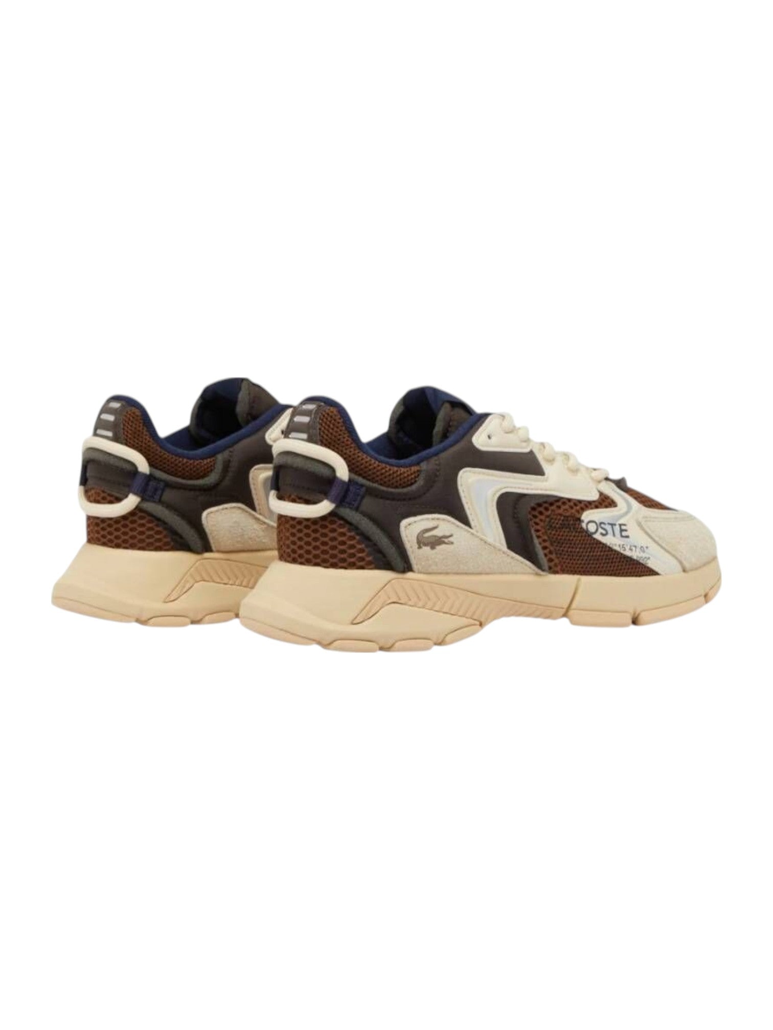 Pair of brown and beige sneakers with a visible brand logo on a white background Lacoste Monza Outlet