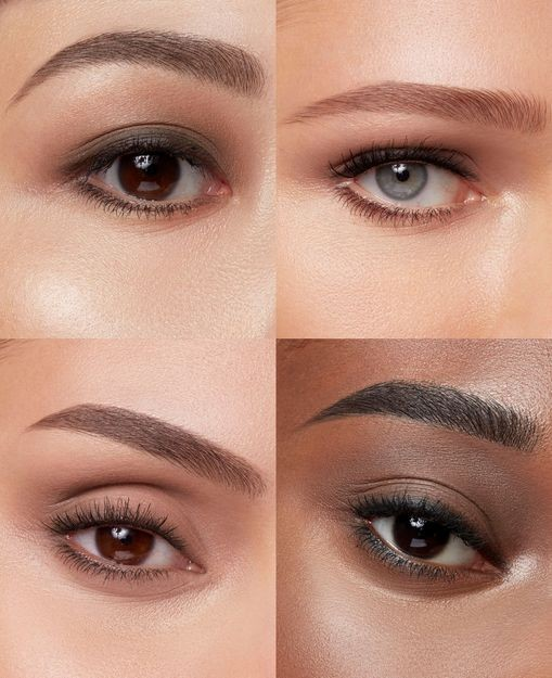 Four close-up views of eyes with different eyebrow styles.