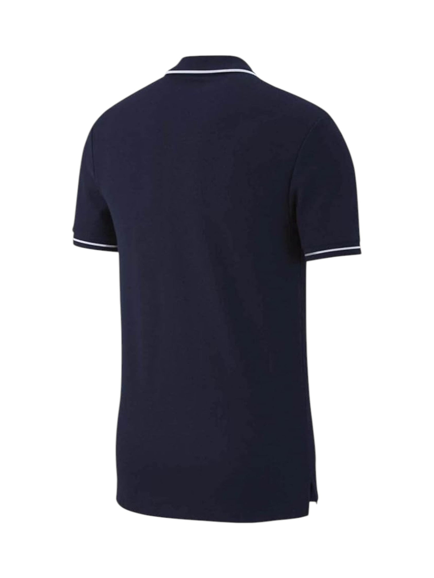 Navy blue polo shirt with white trim on a white background. Nike, Monza Outlet, Monza Fashion, Shein Outlet