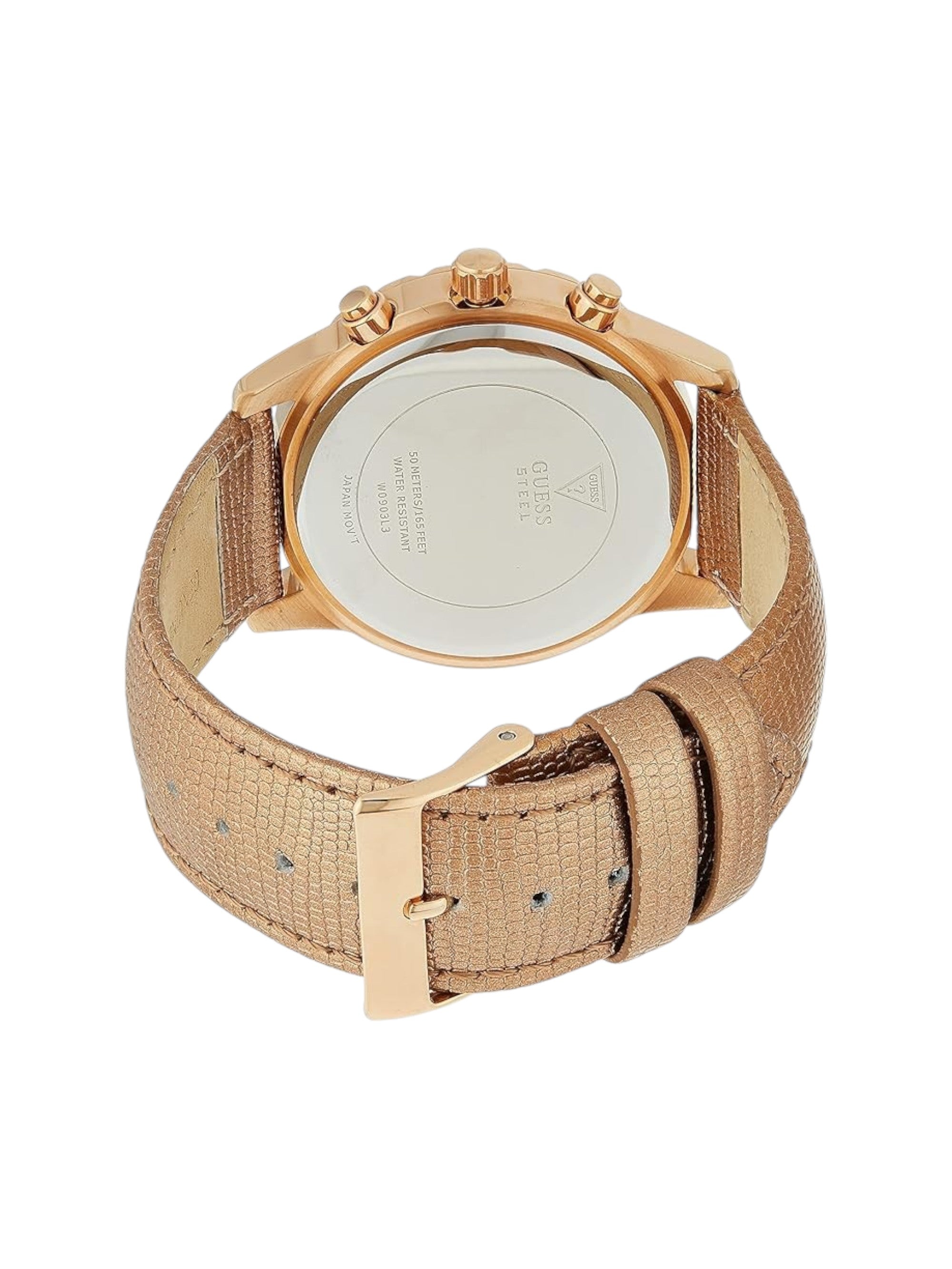 Rose gold watch with a textured strap on a white background monza outlet, Shein outlet, monza fashion