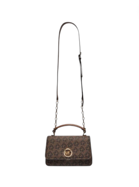 Brown handbag with a gold clasp on a white background monza outlet, Shein outlet, monza fashion