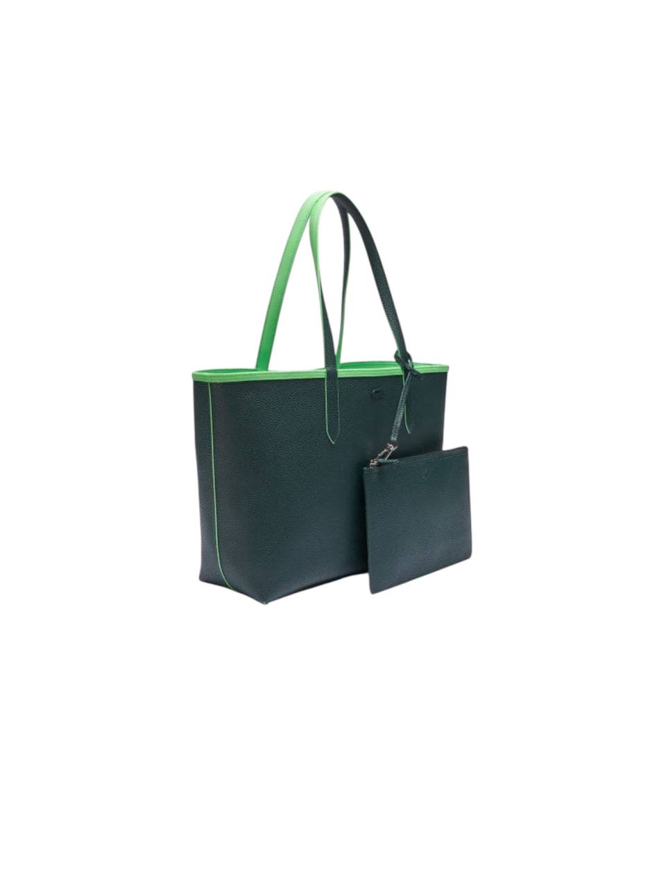 Green tote bag with matching pouch on a white background Lacoste Monza Outlet, Monza Fashion, Shein Outlet