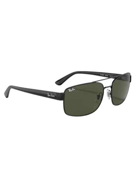 Ray-Ban sunglasses with black frame and green lenses on a white background Ray-Ban Monza Outlet Rayban