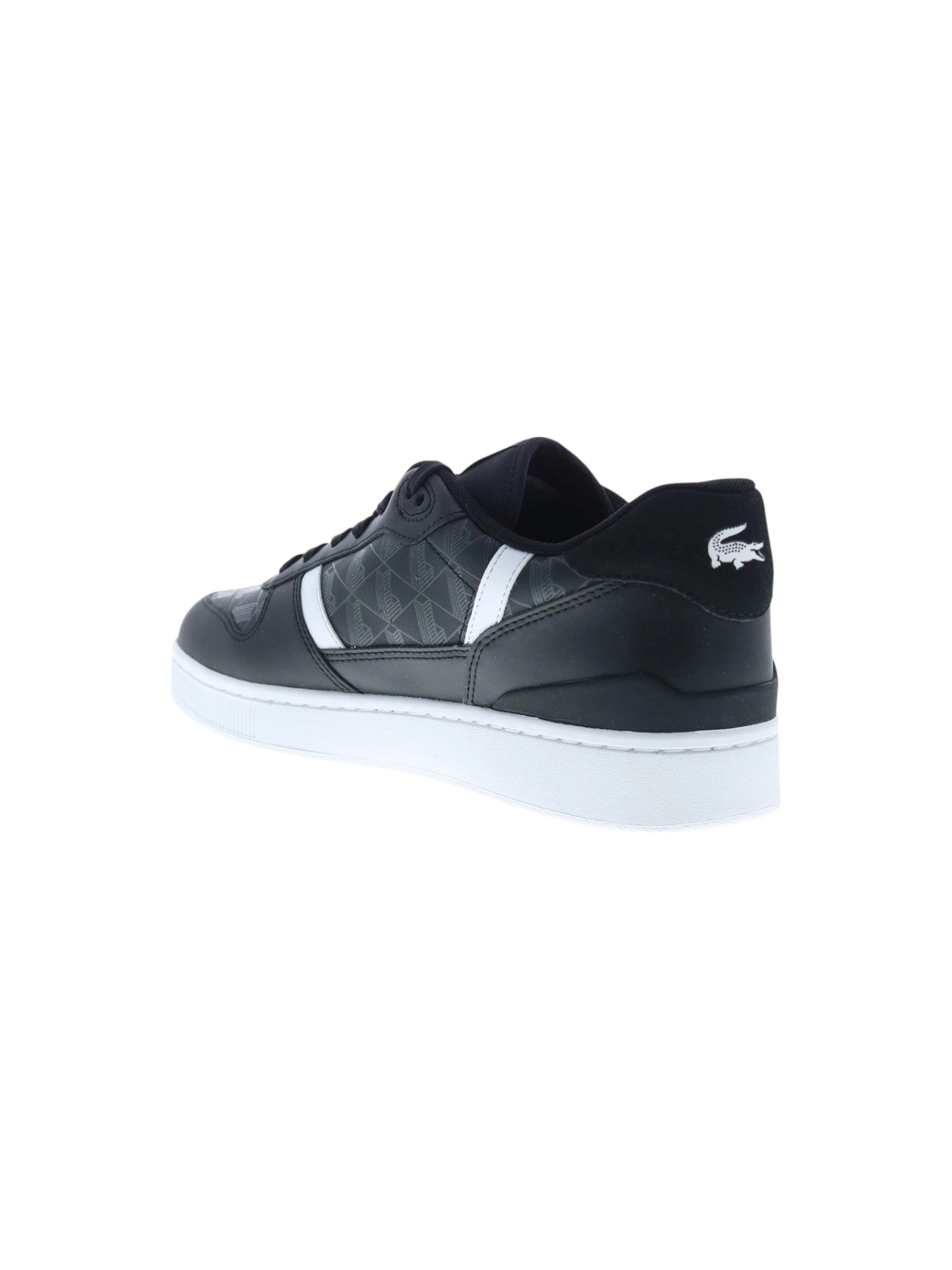 Black sneaker with white sole on a white background Lacoste Monza Outlet