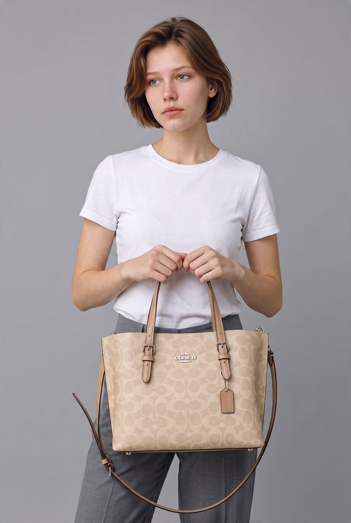 Coach Women’s Sand & Taupe Molly Signature Canvas Tote Bag