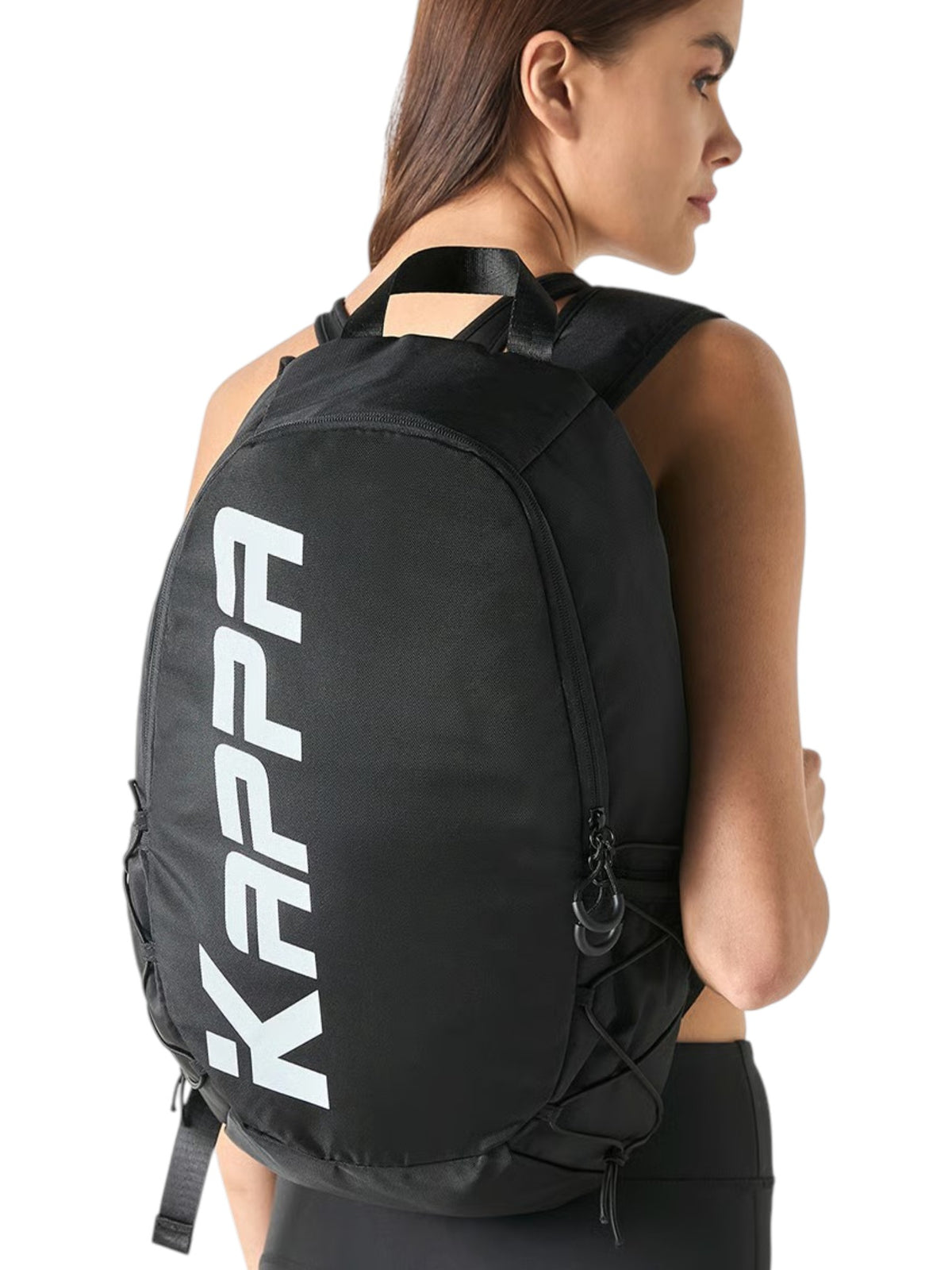 Kappa Logo Print Backpack with Adjustable Shoulder Straps and Zip Closure