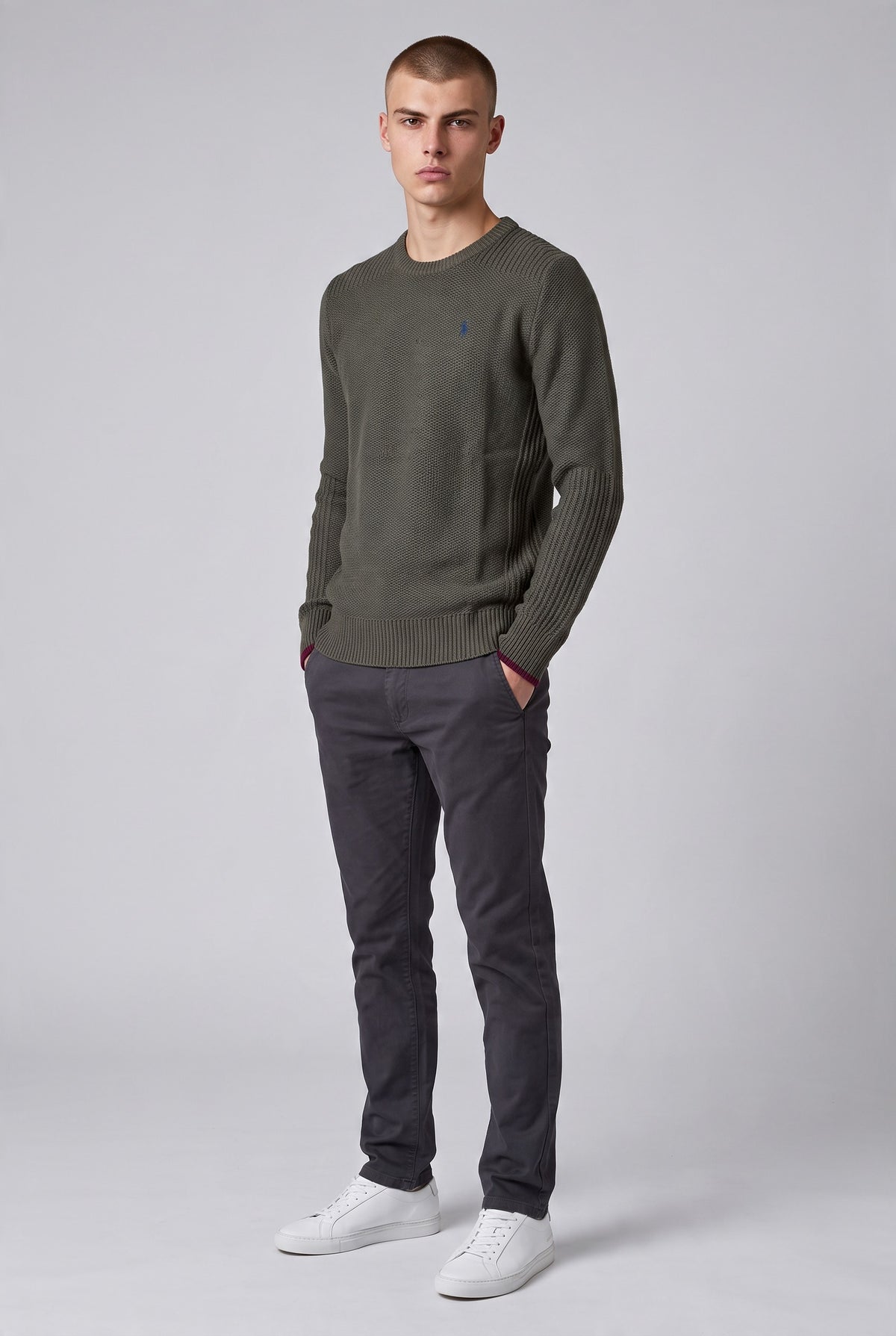 Polo Ralph Lauren Men's Olive Green Cotton Crewneck Sweater