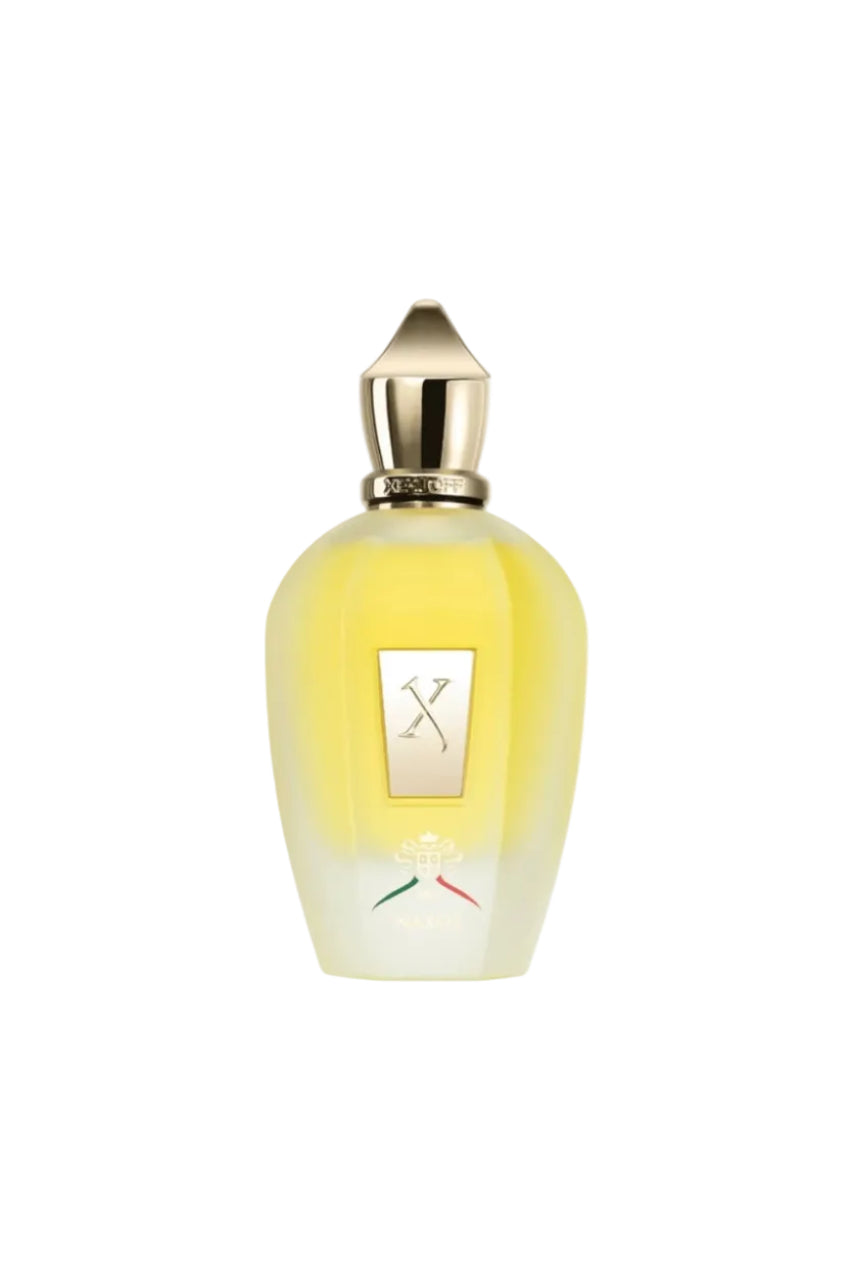 Perfume bottle with gold cap and 'X' logo on a white background monza outlet, Shein outlet, monza fashion
