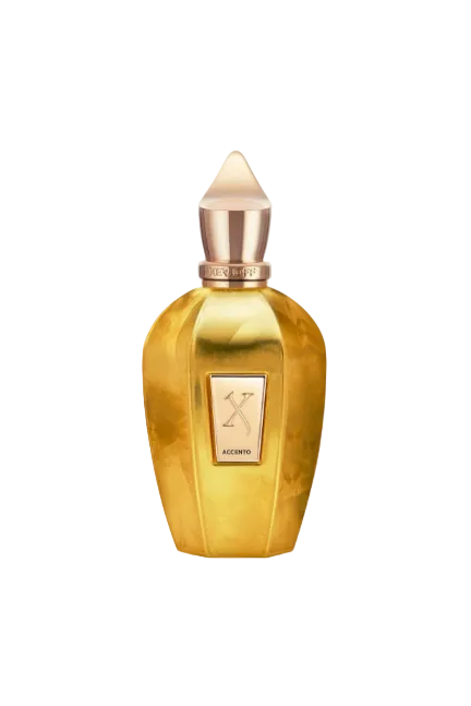 Gold perfume bottle with a white cap on a white background Monza Outlet