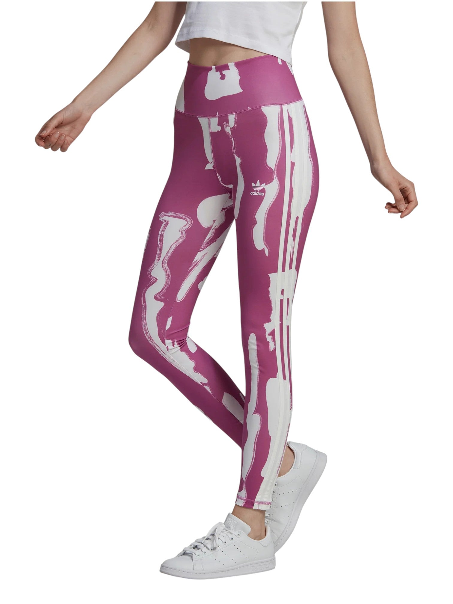 Pink leggings with white skeleton design worn by a person on a white background. Adidas, Monza Outlet, Monza Fashion, Shein Outlet