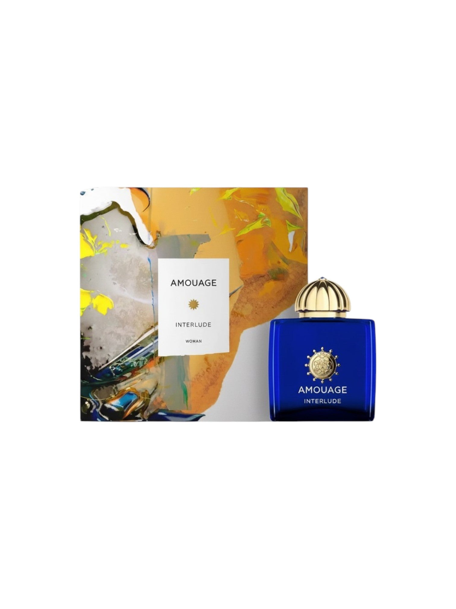 Amouage Interlude perfume bottle and packaging on a white background. Amouage, Monza Outlet, Monza Fashion, Shein Outlet