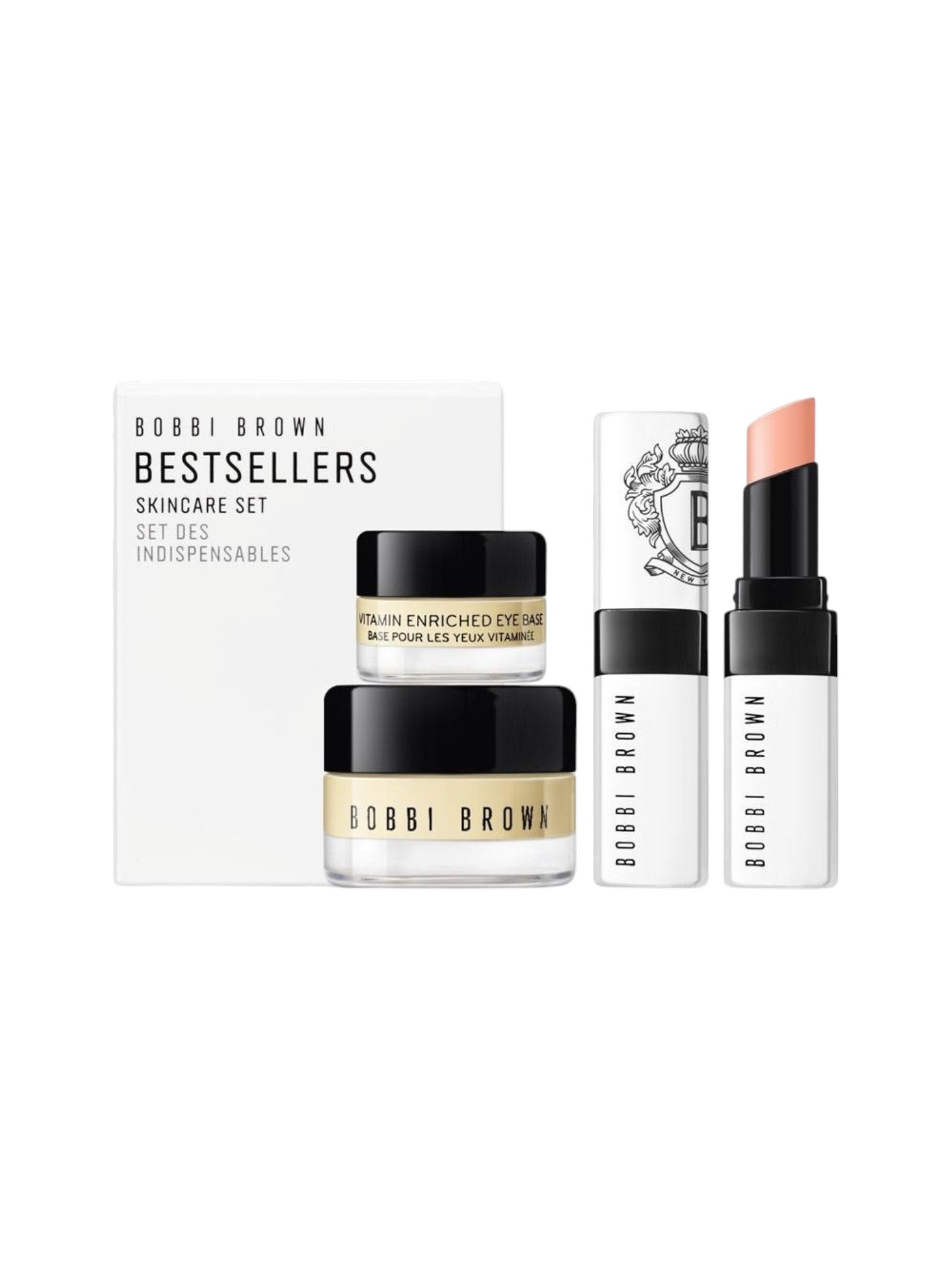 Bobbi Brown skincare set with lip products on a white background. Bobbi Brown, Monza Outlet, Monza Fashion, Shein Outlet
