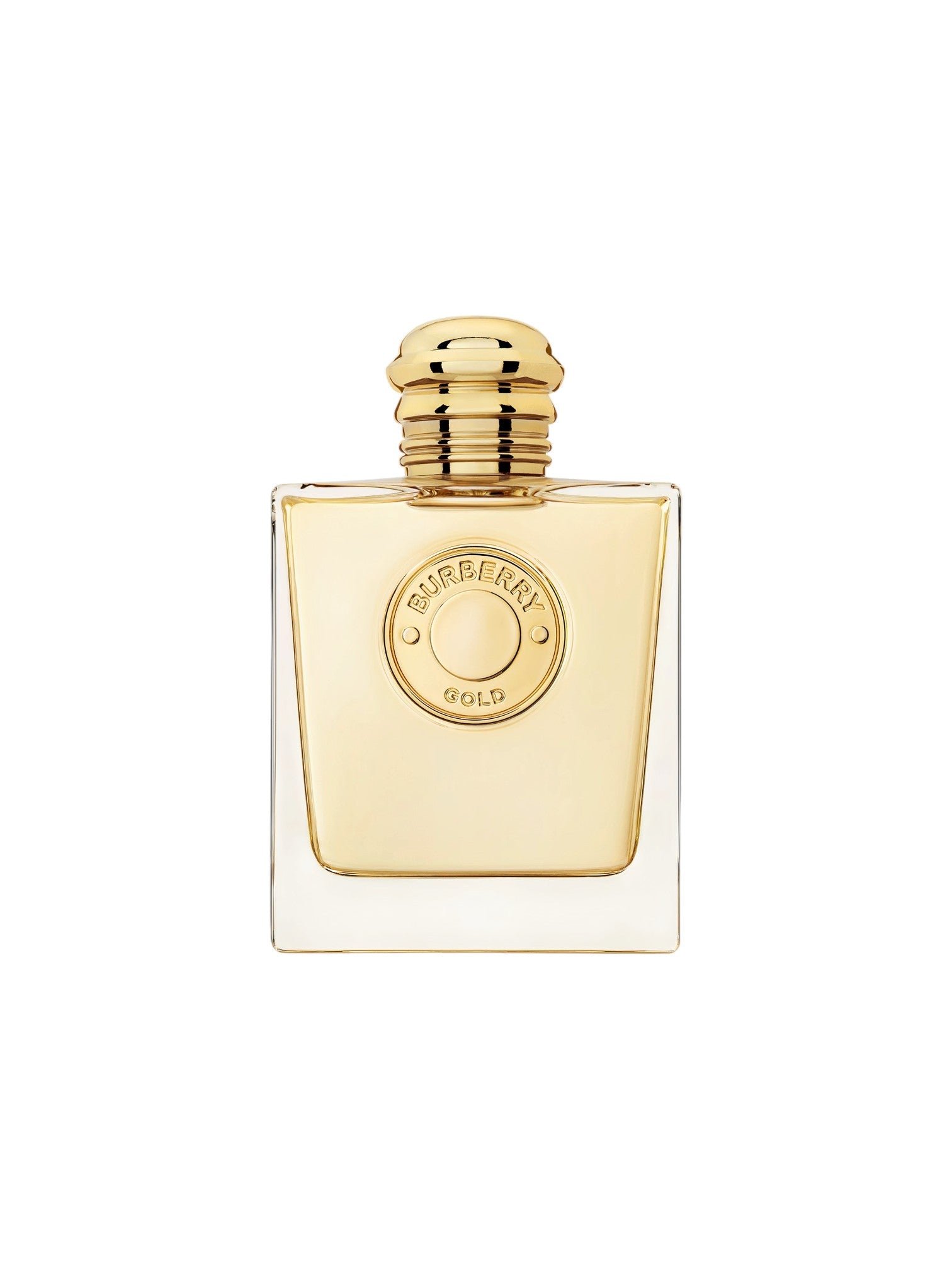 Gold Burberry perfume bottle on a white background. Burberry, Monza Outlet, Monza Fashion, Shein Outlet