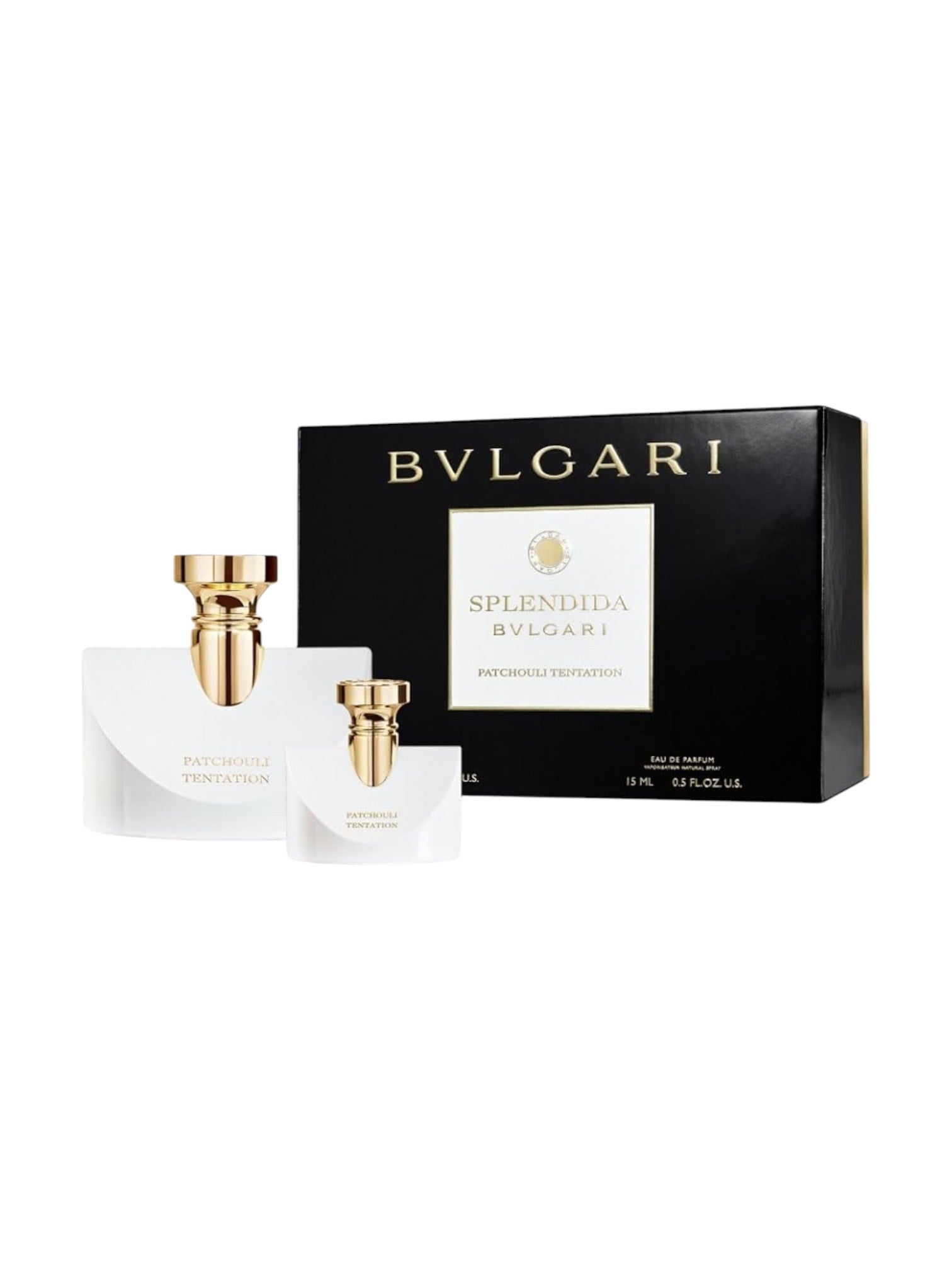 Bulgari Splendida perfume set with black box on a white background. Bvlgari, Monza Outlet, Monza Fashion, Shein Outlet