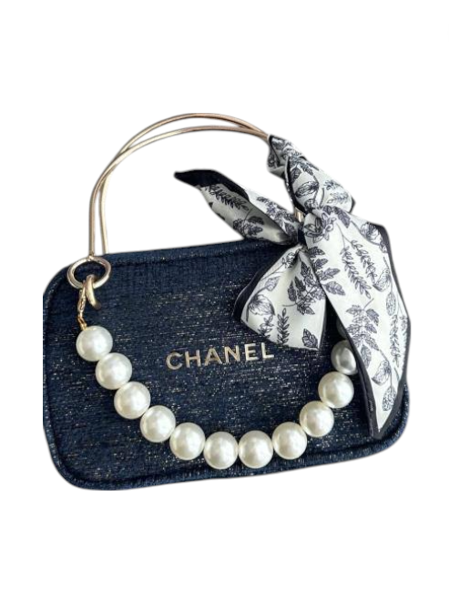 Chanel Navy Bag With Scarf