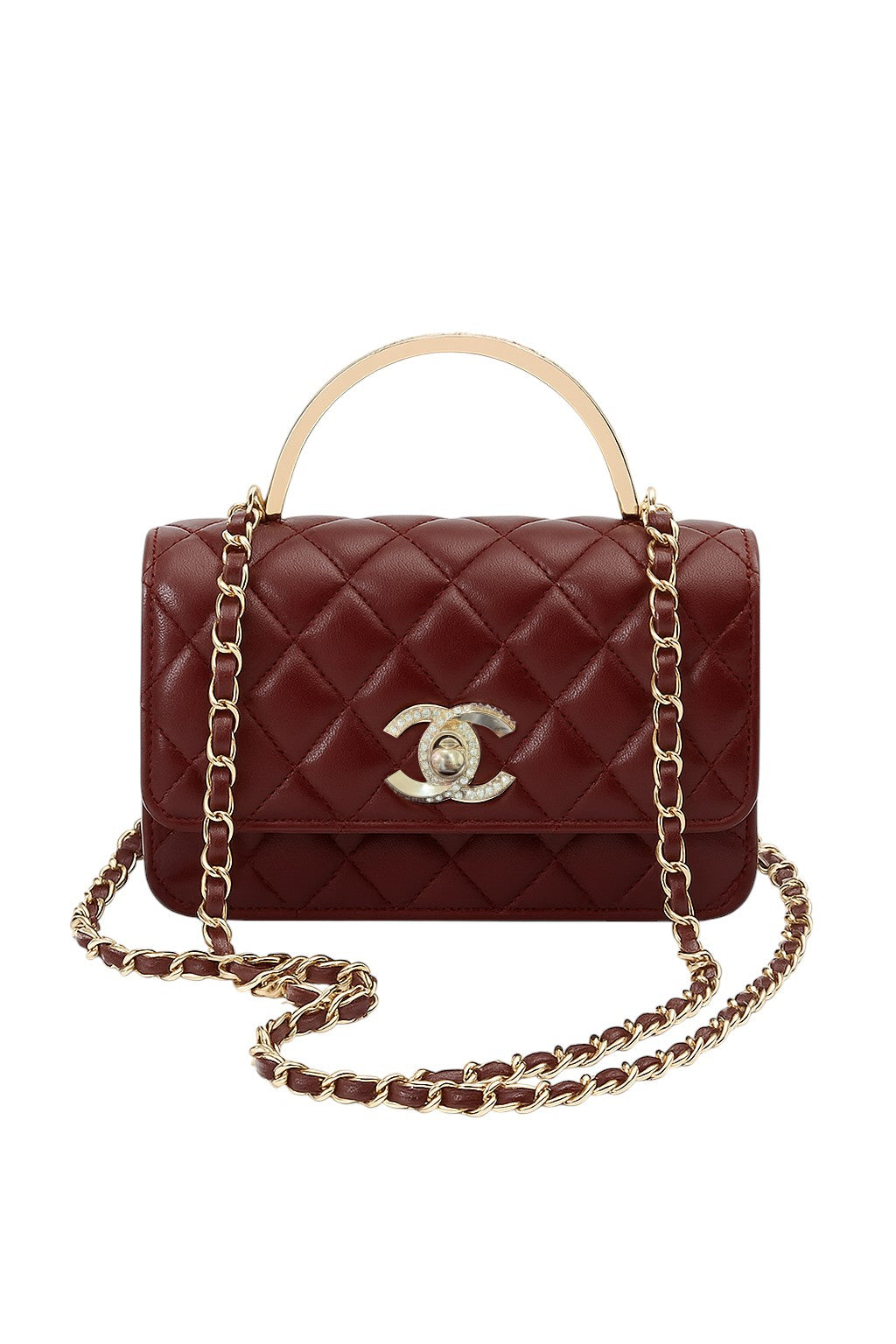 Chanel Style Burgundy Shoulder & Hand Bag