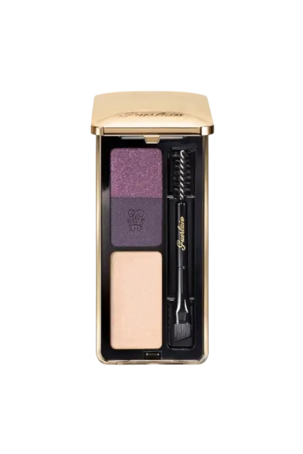 Makeup palette with three shades and a brush, featuring Guerlain logo, on a white background. Monza Outlet